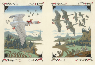 Эрик Булатов, Олег Васильев. Рисунок для книги Сельмы Лагерлеф «Чудесное путешествие Нильса с дикими гусями». 1978