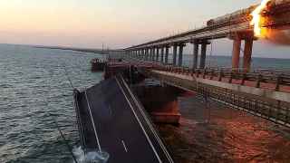 Крымский мост после взрыва заминированного автомобиля