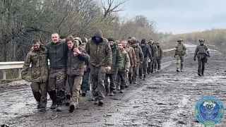 Группа украинских военнопленных, освобожденных во время обмена с Россией