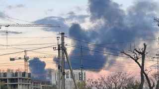 Пожар на нефтебазе в Гвардейском