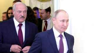 Президенты Александр Лукашенко и Владимир Путин